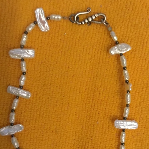 Biwa Pearl Necklace with Silver Hook Clasp~Vintage - Picture 2 of 6